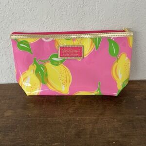 Lilly‎ Pulitzer Estée Lauder Make Up Cosmetic Bag Pouch Hot Pink And Lemons EUC